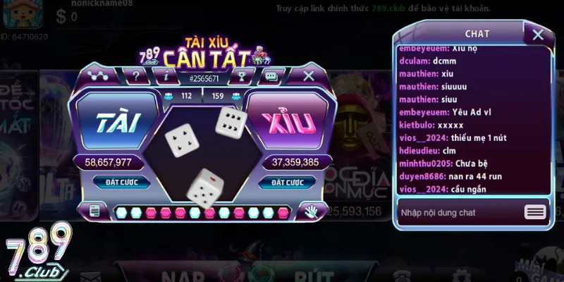 Bộ dụng cụ tài xỉu 789 Club với xúc xắc