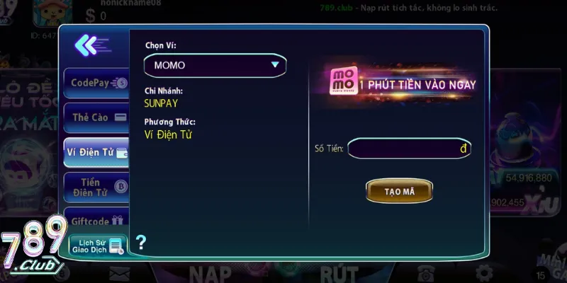 Các hình thức chuyển vốn tại 789Club được đánh giá cao